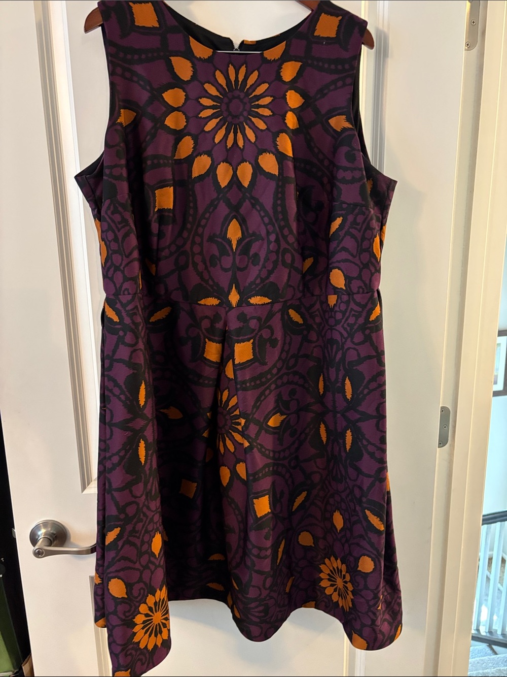 Taylor Purple and Orange Sleeveless Midi Dress